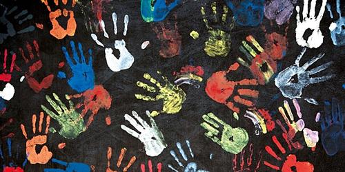 Mulit-coloured hand prints